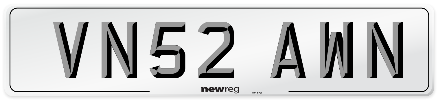 VN52 AWN Number Plate from New Reg